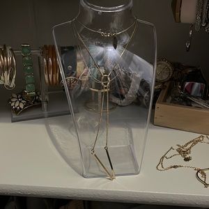 Knitted long necklace